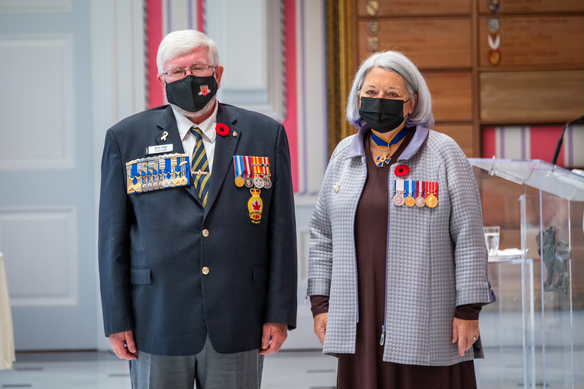 L: Royal Canadian Legion President Bruce Julian, R: Her Excellency The Right Honourable Mary Simon